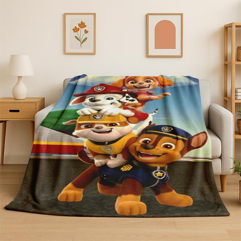 Cartoon P-Patrol Cute Dog Flannel Blanket Soft Warm Throw Blanket for Bedroom Living Room Bed Travel Camping Picnic Gift kids