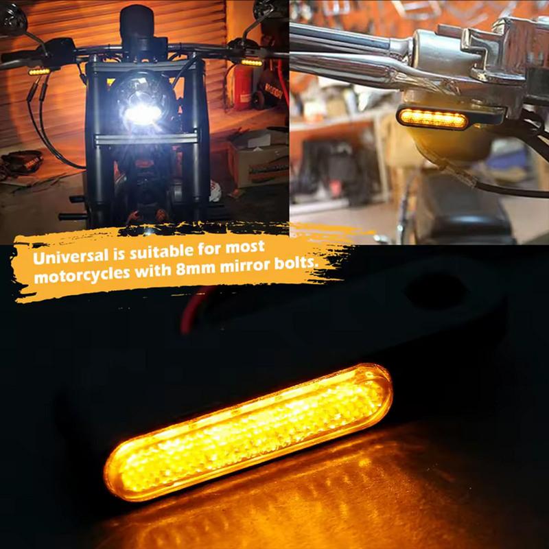 2Pcs Motorcycle LED Mini Turn Signals 12V Motorcycle Scooter Handlebar Indicators Lights Blinker Lamps Amber Flasher Taillight