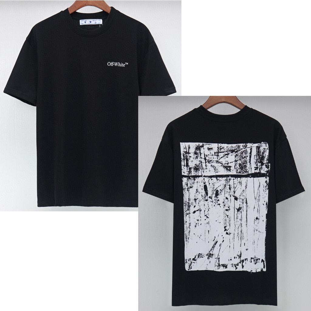 2061 Off-White Letnia Męska i Damska Bawełniana Koszulka z Nadrukiem Oversize Street Wear