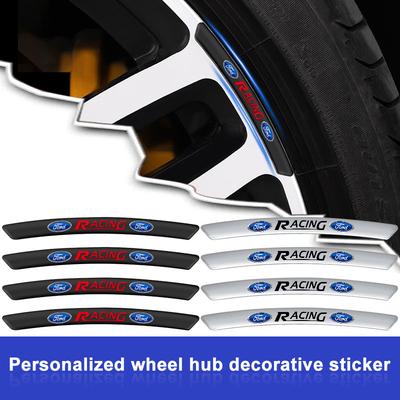4Pcs Car Styling Aluminum Wheel Rims Racing Stickers Auto Accessories For Mustang Shelby Edge Kuga Transit Fiesta Mondeo