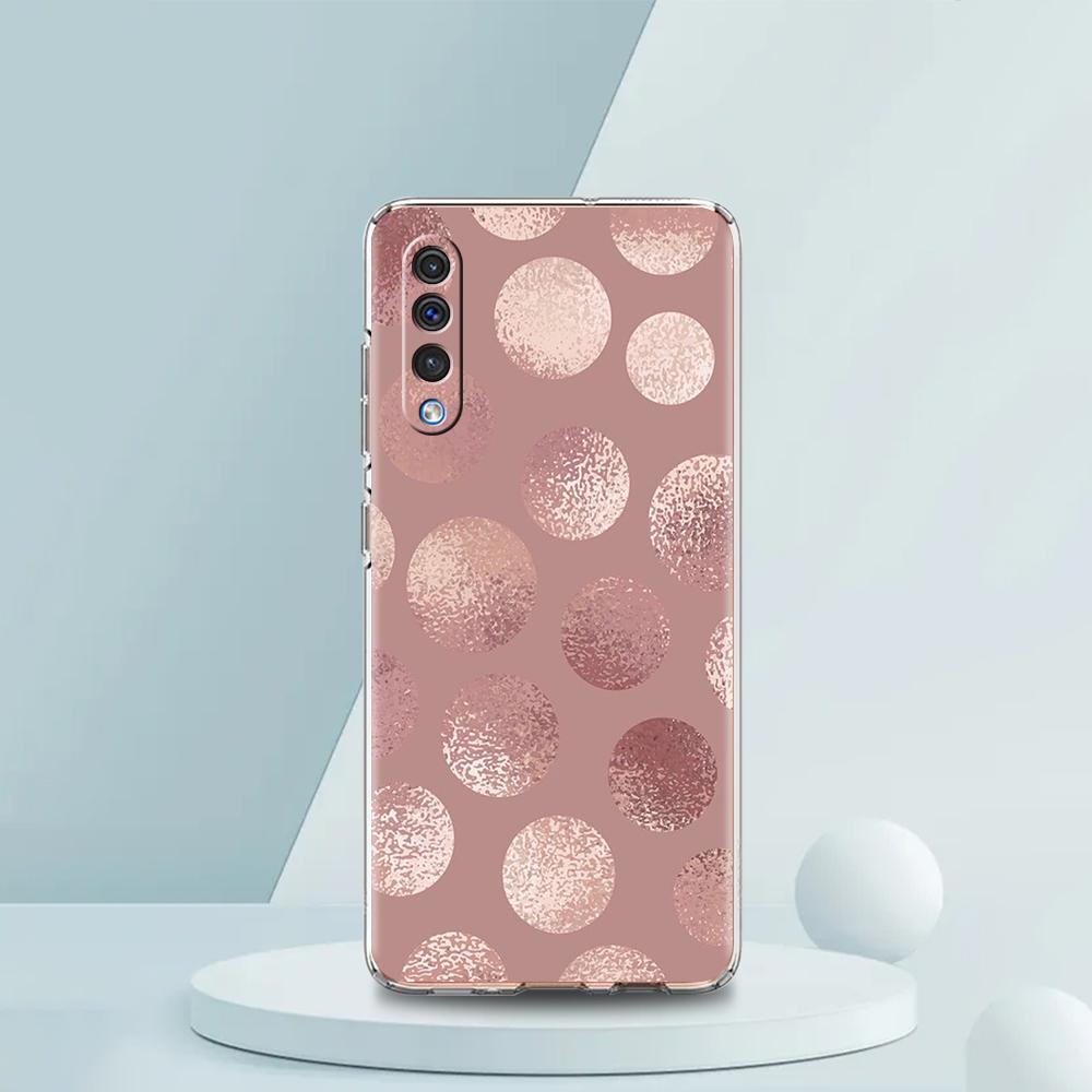 Gold Pink Rose Glitter Hearts Case For Samsung A16 A14 A12 A22 A32 5G A34 A42 A52 A54 A50 A70 A30 A40 A20E A10S A02S A04S A06