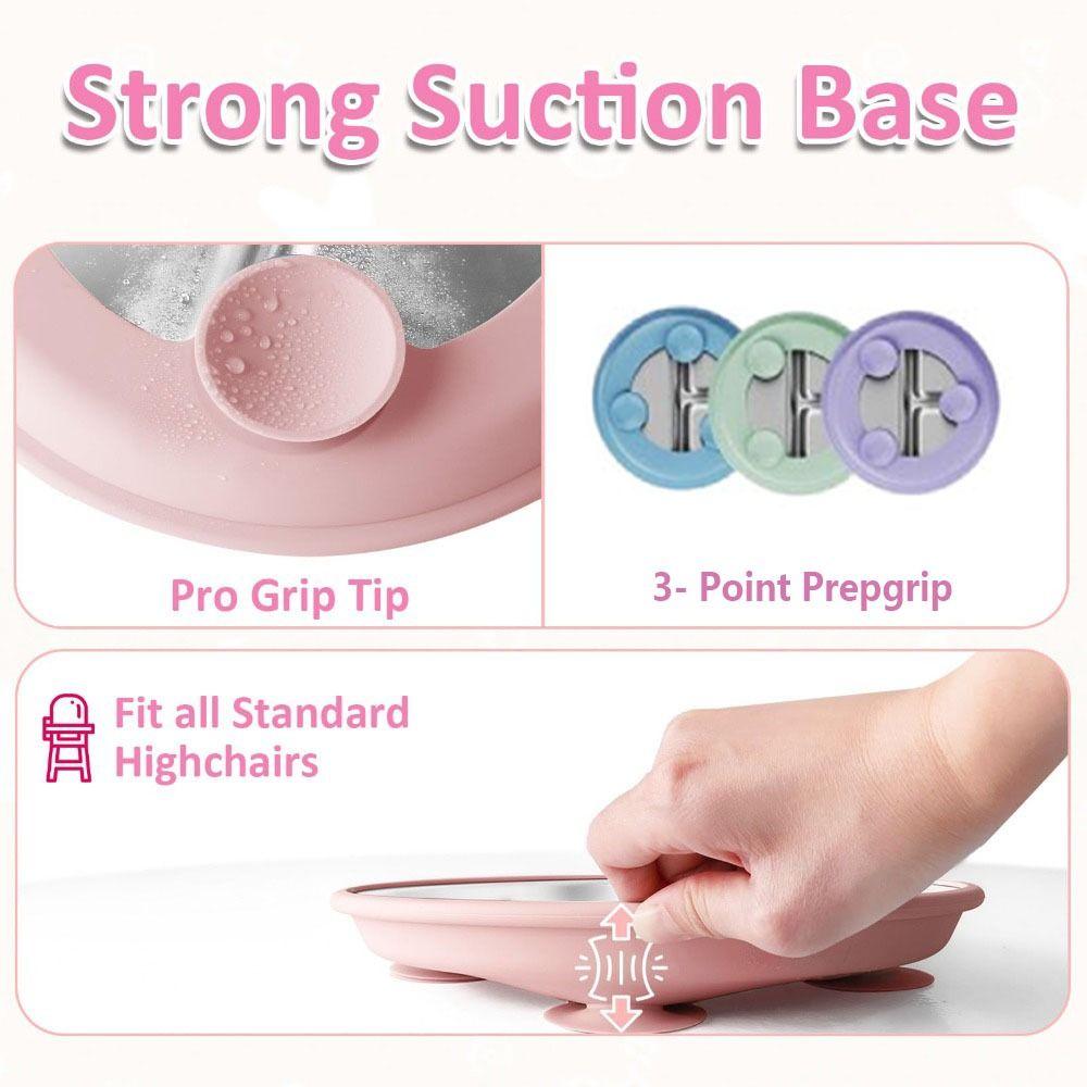 Silicone Suction Cup Children 3 Grids Dishes Kids Feeding Bowls  Toddle Training Tableware