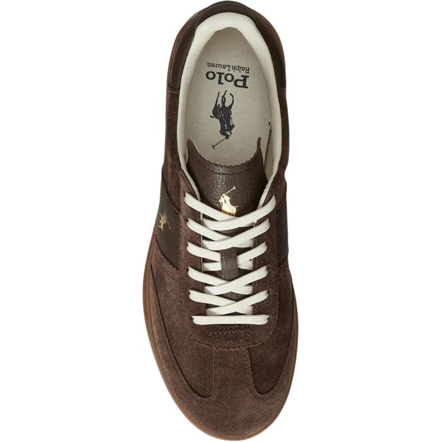 Polo Ralph Lauren Heritage Area Leather Round Toe Lace-Up Low-Top Sneakers Men Sneakers Brown 809973707001