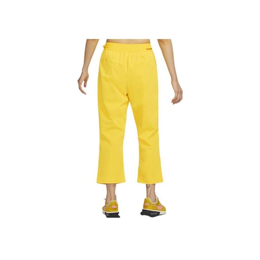 Nike Solid Color Mid Waist Nine Point Casual Pants Women Bottoms Yellow DQ6660-719