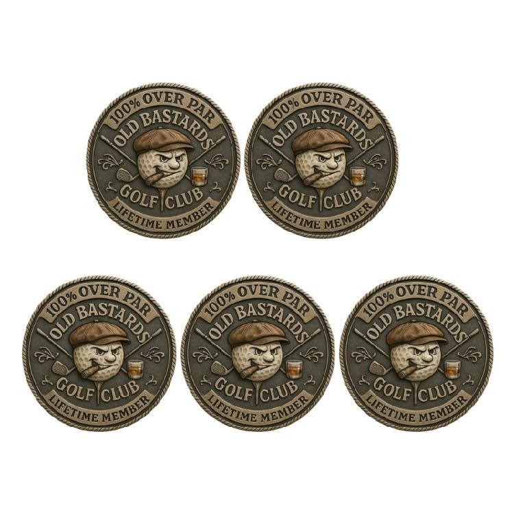 Over Par Old Bastards Golf Coin Humorous Golfer Gift,Novelty Golf Ball Marker Funny Golf Accessories for Men Women