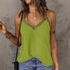 Women Tops Sling Spaghetti Straps V-Neck Mesh Splicing Loose Drape Cut Vest Soft Fabric Summer Casual Tank Tops
