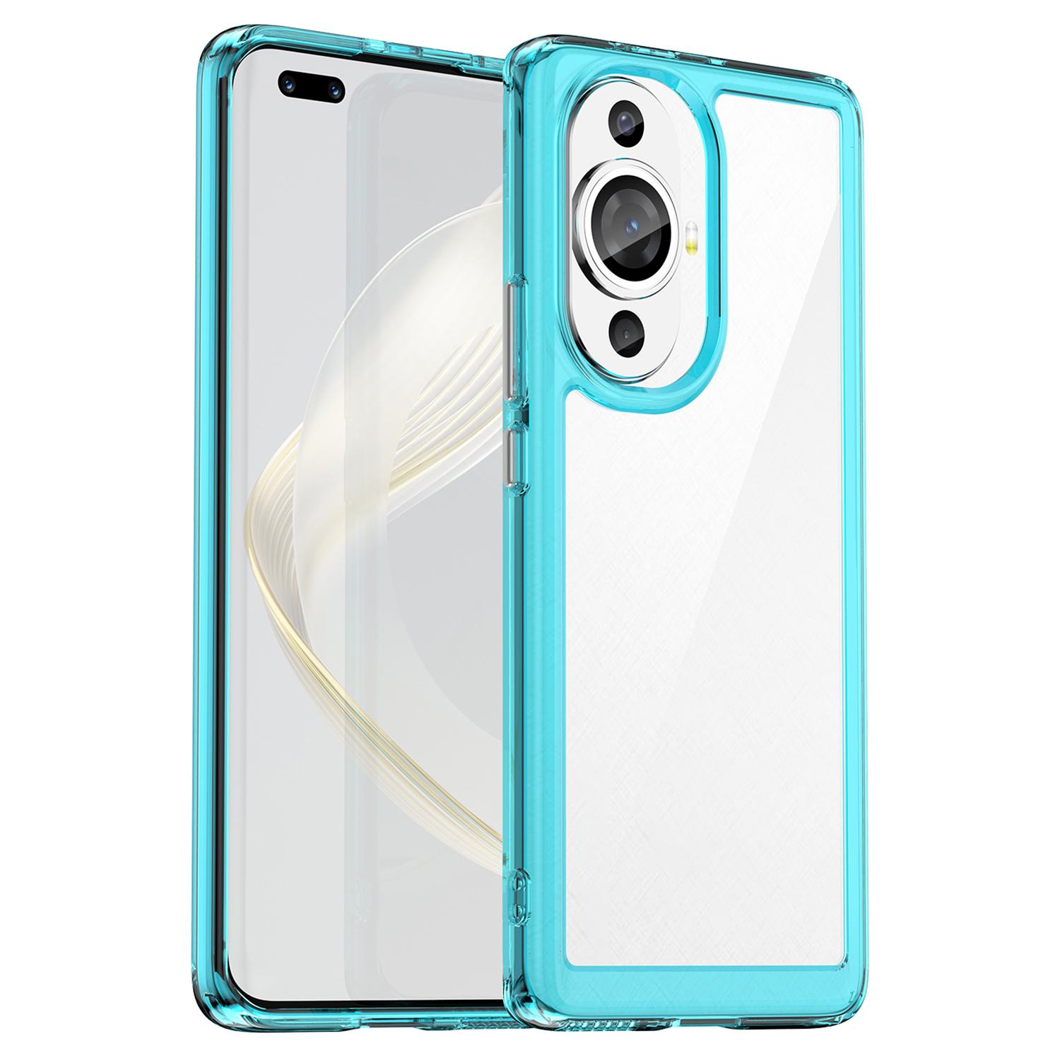 

For Huawei nova 11 Pro/nova 11 Ultra Transparent Phone Case TPU+Acrylic Smartphone Cover Transparent Blue