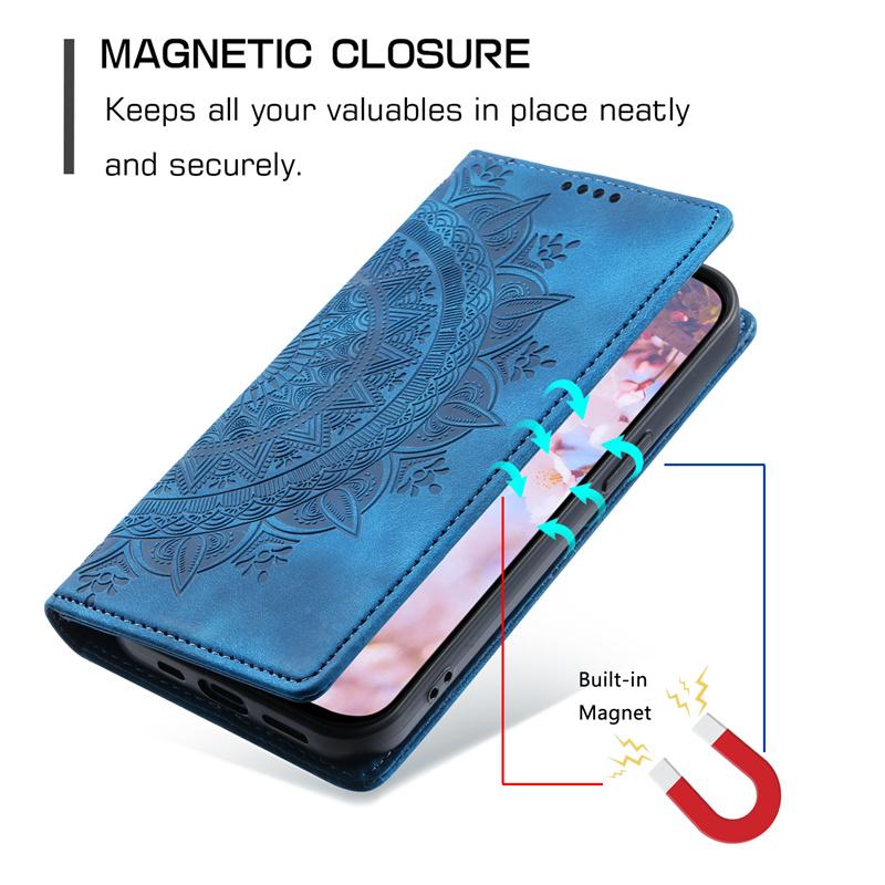 14Pro Totems Case For Xiaomi 14T Pro Capa Leather Flip Coque For Xiaomi 13T Pro 13Lite 13Ultra Redmi 13C 12C Magnetic Phone Case
