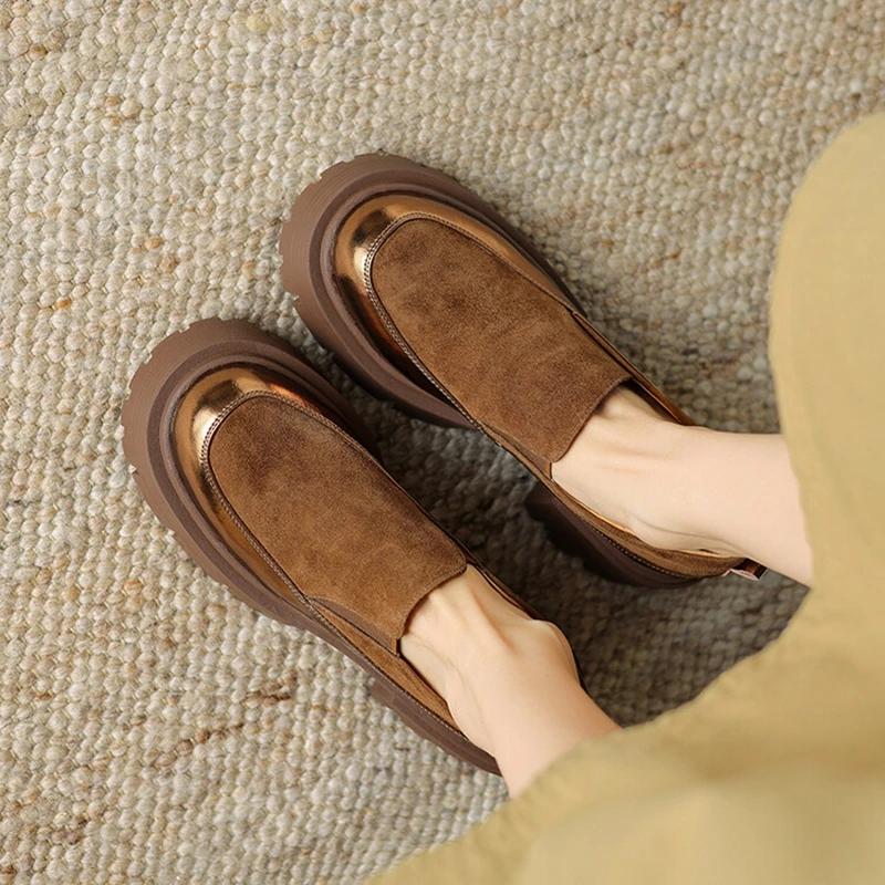 Fashion NEW Autumn/Spring Women Pumps Cow Suede Leather Shoes for Women Round Toe Thick Heel Shoes Mixed Colors Slip-on Women Sneakers