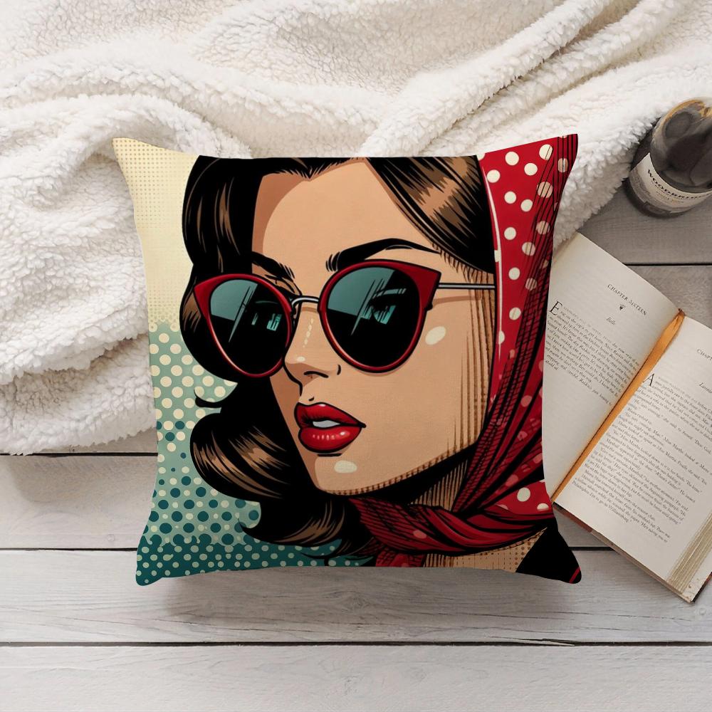 Fashion Pop Comic Portrait Pillow Case Home Decoration Cushion Cover Suitable For Bedroom Car Office Sofa