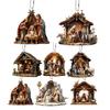 Nativity Scene Ornaments the Birth of Jesus Decor Acrylic Flat Nativity Scene Pendant for Car Christmas Tree Decoration