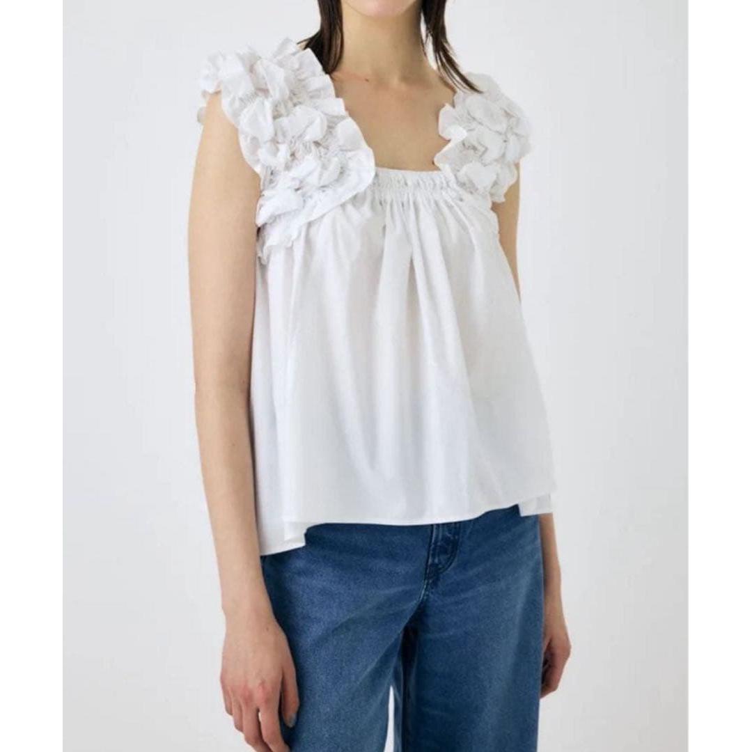 MOUSSY SHOULDER FRILLS Tops WHT White