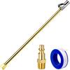 2-Way Connection 13.8" Extended Air Chuck Set, 1/4 in FNPT Straight Foot Dual Head Tire Inflate Chuck with Standard Brass Quick Plug, Tire Air