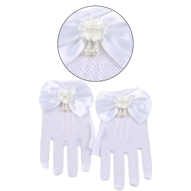Kids Bowknot Lace Gloves for DressingUp Perfect for Dance Recitals Parties and Theme Event Festival Celebration Handwear