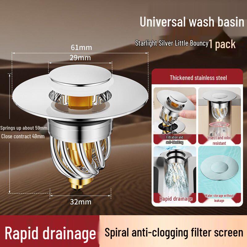 Universal Leak-Proof Press-Type Pop-Up Basin Stopper - Anti-Odor Sink Drainer