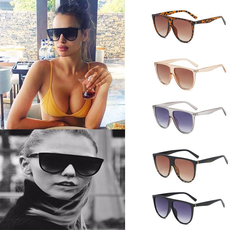 Oversized Women Sunglasses Ladies Vintage Flat Top Large Shield Fashion Uv400