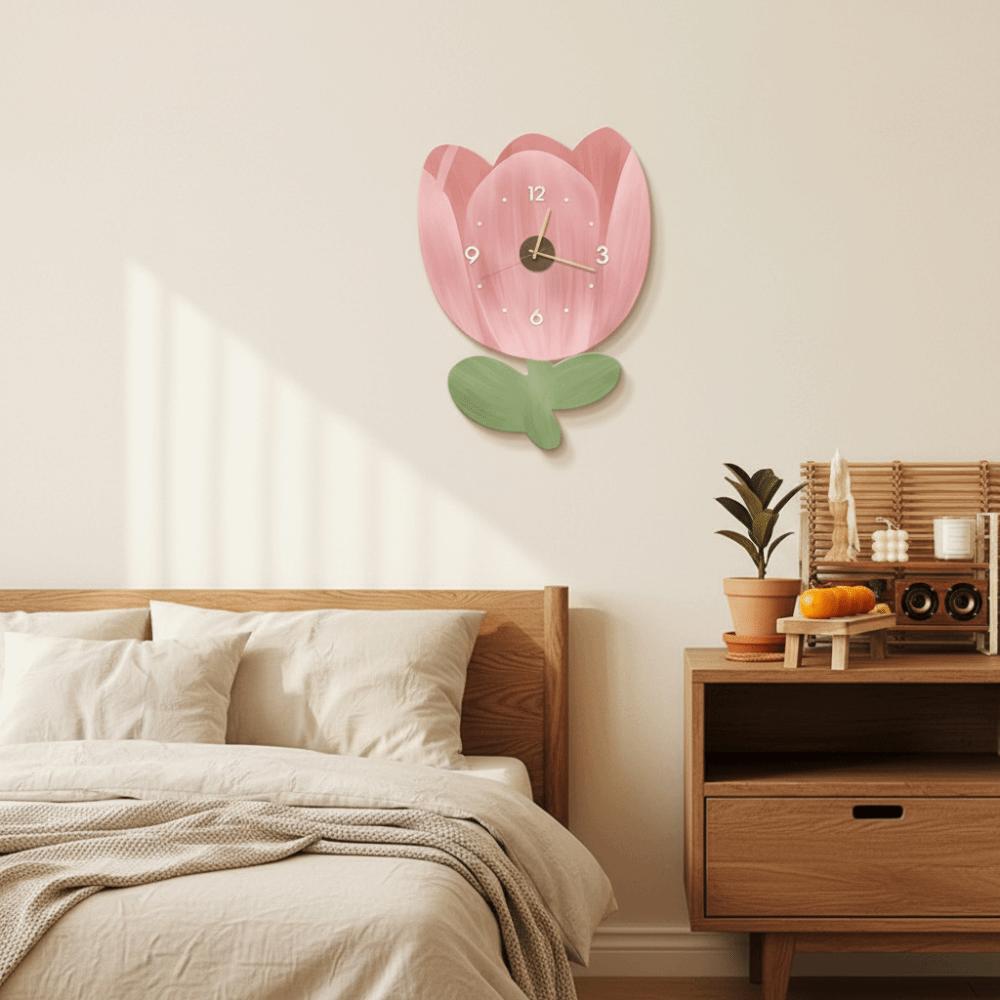 Wall Decoration 30cm Flower Creative Clock Slient Decor Artistic Simple Wall Clock Cartoon Modern Home Clock Bedroom