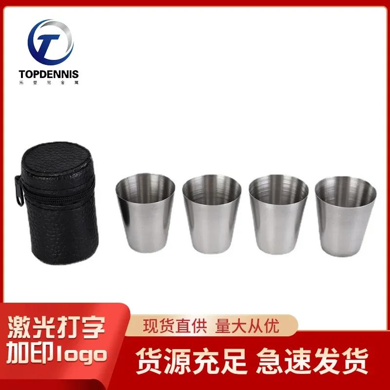 

4 шт./компл., 30 мл, портативный набор чашек для вина из нержавеющей стали, набор для питья ликера, алкоголя, виски, водки, кружка, дорожная посуда, аксессуары