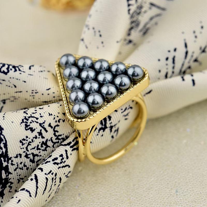 Neue Kamelien-Seidenschalschnalle, französische Retro-Perlenschalschnalle, quadratische Ringschnalle, orangefarbene Kristallschalschnalle für Frauen