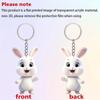 Charmanter doppelseitiger flacher 2D-Schlüsselanhänger aus Acryl mit weißem Kaninchen – perfekt als dekoratives Geschenk für Autoschlüssel und Rucksäcke