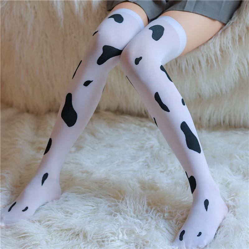 Japanese Cute Thigh High Milk White Polka Dot Stockings - Erotic Over the Knee High Top Socks for Women