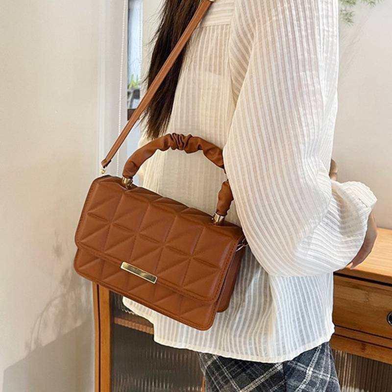 Pu Crossbody Bag For Women Small Square Design With Stitching For Daily Casual Use