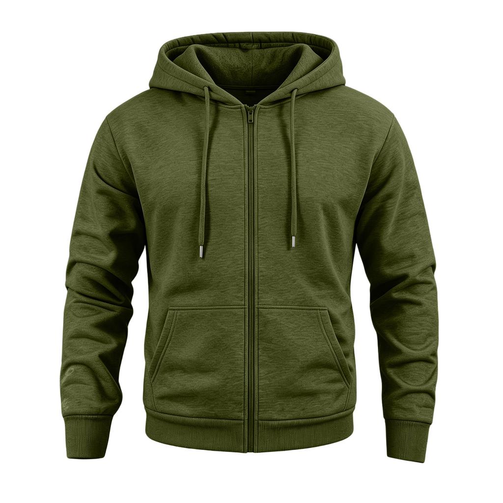 Herren Reißverschluss Hoodie Jacke mit Großen Taschen Farbe Lässig
