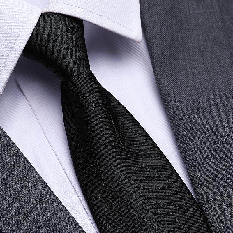 Black No Zipper Men'S Professional Dress Tie Business Casual Wedding Groom Korean Edition One Pull Tie