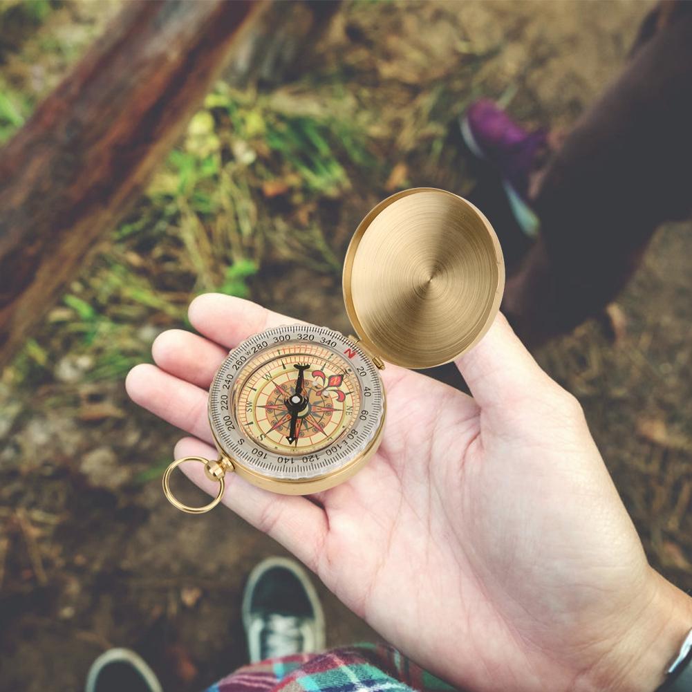 Outdoor Metal Luminous Pocket Watch Compass Copper Flip Cover for Climbing Hiking Campingcompass