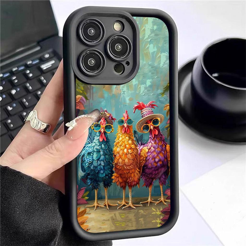 Sunglasses Chicken Black Groove Phone Case for iPhone 14/15/16/17 Pro Max