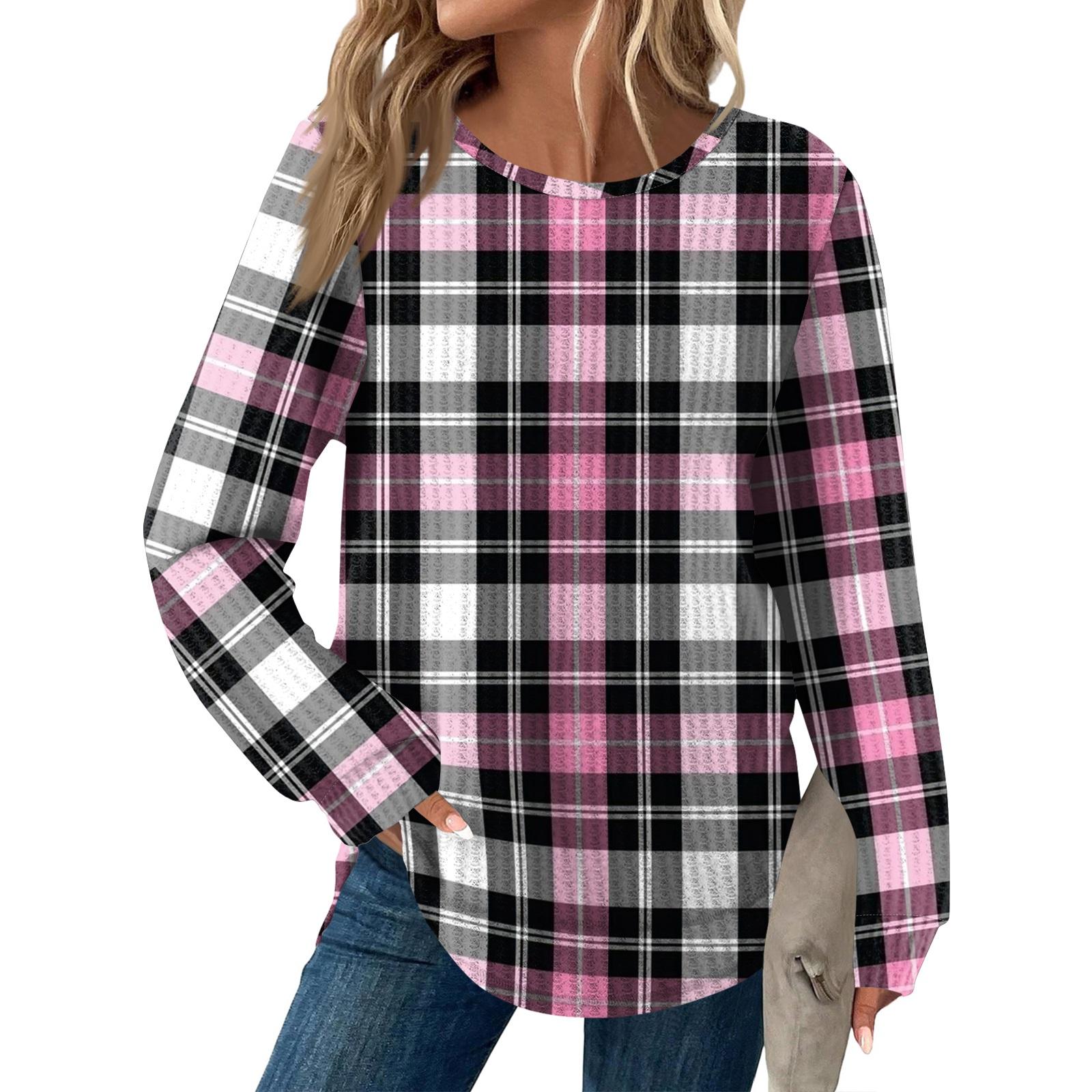 

Женский модный повседневный свободный топ с круглым вырезом и длинными рукавами с принтом M