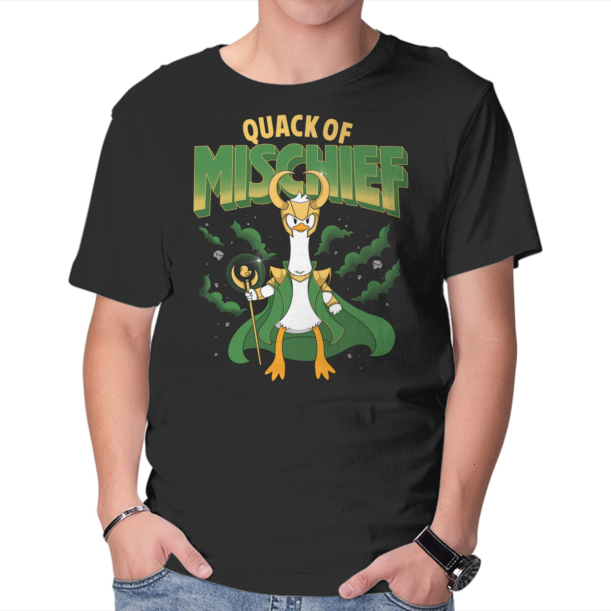 Unisex Crew Neck T-Shirt Quack Of Mischief Graphic Short Sleeve Casual Tee XXL