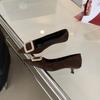 Square Buckle Rhinestone Pointed High Heels Spring and Autumn High-end Sense Elegant Suede Thin Heel Light Mouth Single Shoes Professional Women's