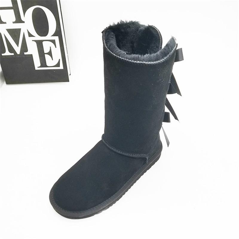 

Three Bowknot 2024 Толстые плюшевые сапоги Женская обувь Теплая обувь Высокие сапоги Зимние женские ботинки из натуральной кожи Женские зимние сапоги 43 чёрный