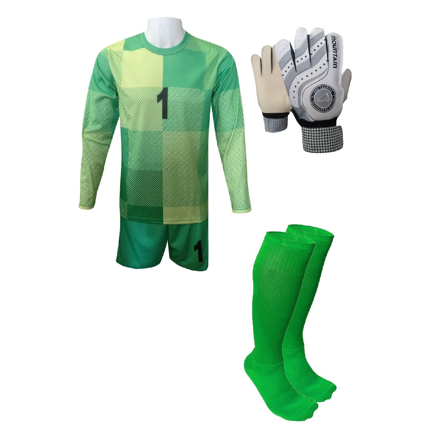 

Цифровой вратарский трикотаж Striker, шорты, носки, комплект вратарских перчаток 7-8 Yaş зелёный