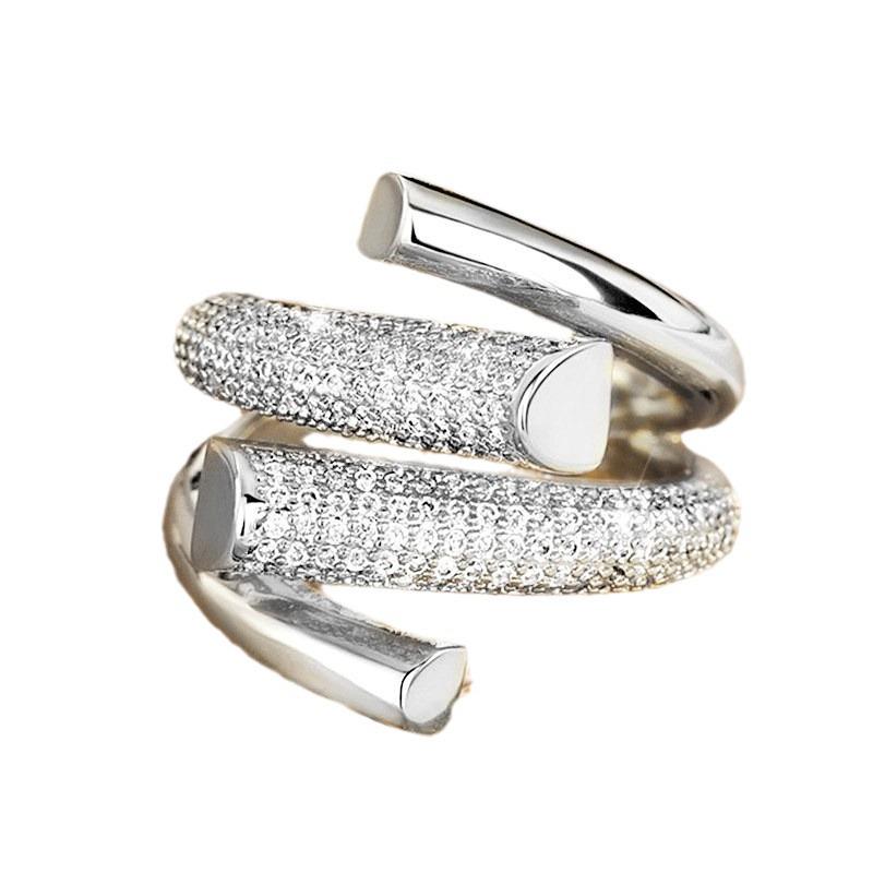 Huitan Ou Han Super Flash Geometric Open Ring for Women - Trendy Workwear Design