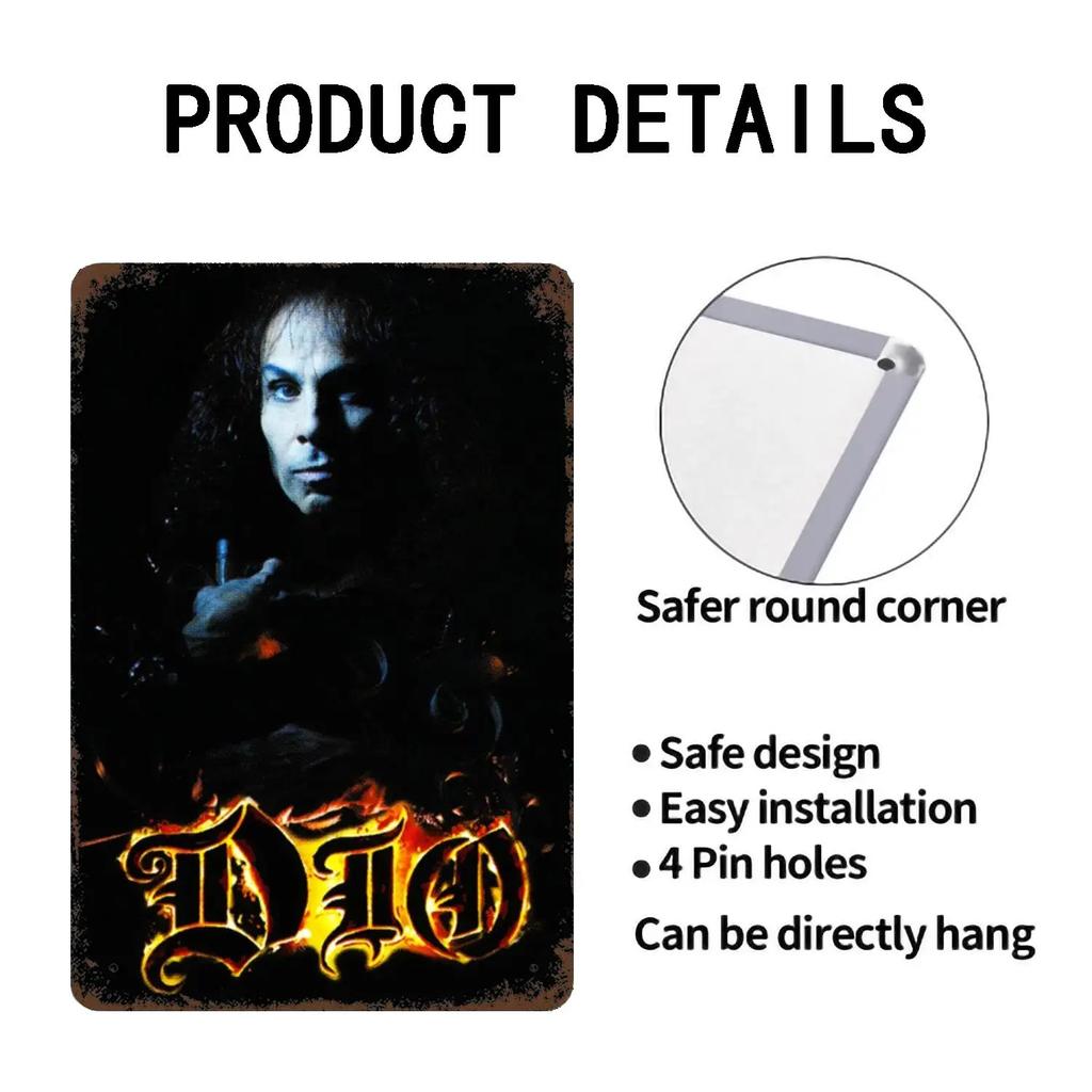 Dio Bands Metal Decor Poster Vintage Tin Sign Metal Sign Decorative Plaque for Pub Bar Man Cave Club Wall Decoration