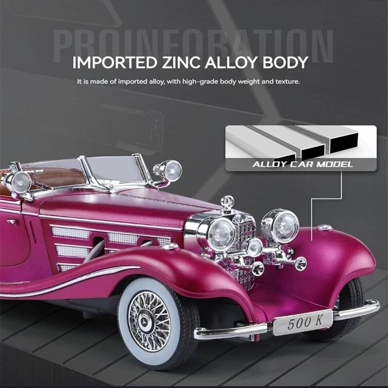 Retro-Stil 1:24 Oldtimermodelle aus Legierung, klassische 500K- und CLK-GTR-Serie, geeignet für junge Leute zum Sammeln und Ausstellen von Geschenken und Spielzeugen für Jungen