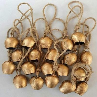 Christmas Decor Handmade Rustic Lucky Tin Cow Bells Set of 20