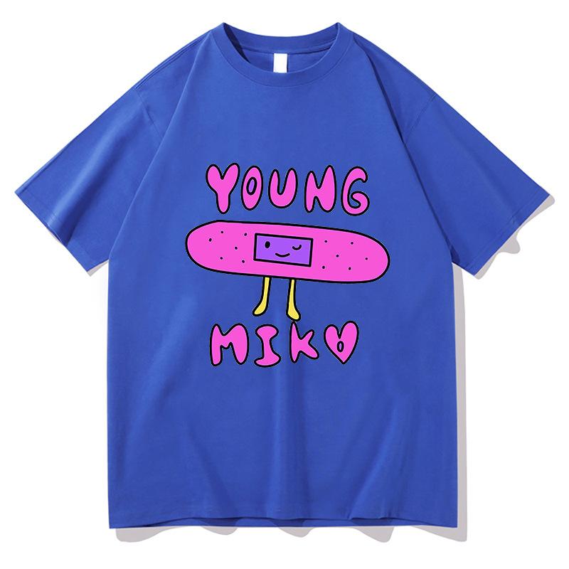 Singer Young Miko Print Graphic T Shirts Men Women Retro Fashion Short Sleeve T-shirt Harajuku Oversized Cotton Tees