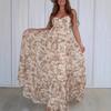 Sleeveless Floral Print Tiered Hem Maxi Dress