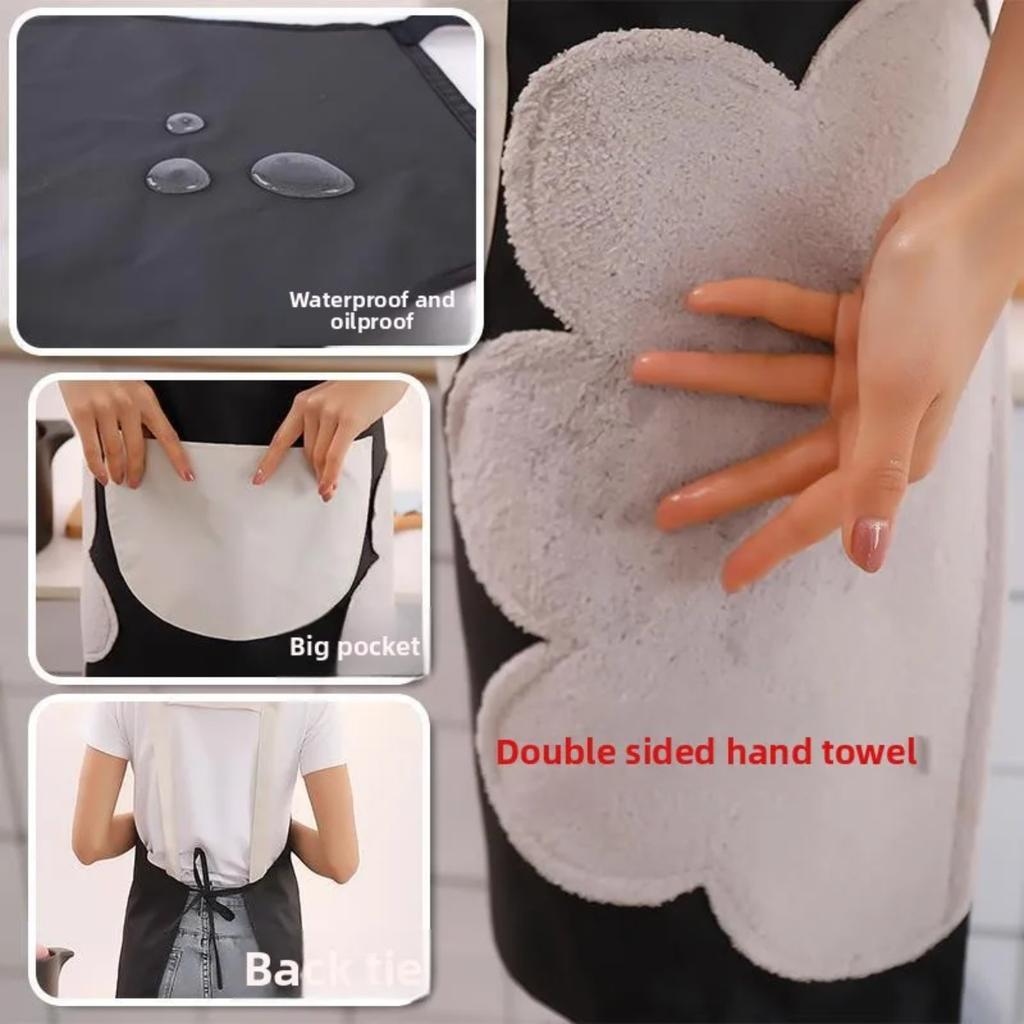 Waterproof Oil Proof Breathable Kitchen Apron with Pocket Unisex Adjustable Cooking Print Design Smock for Men Women Apron 1PC