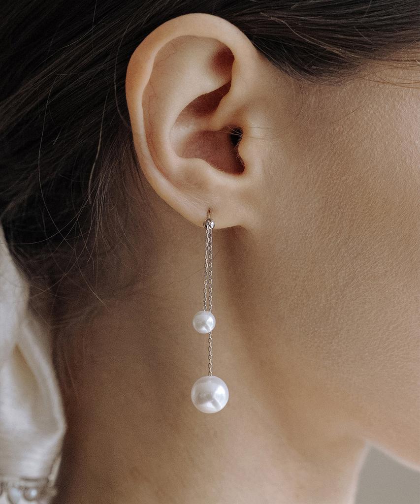 Has Hml009 Pearl Drop Chain Earrings
