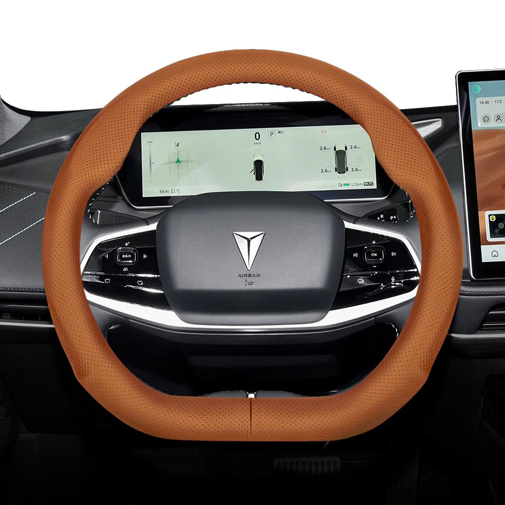Suitable for Gwm Deepal Perforated Leather Steering Wheel Cover, Ultra-Thin and Breathable, Suitable for S05 S07 Sl03 L07 G318 S09 E07 