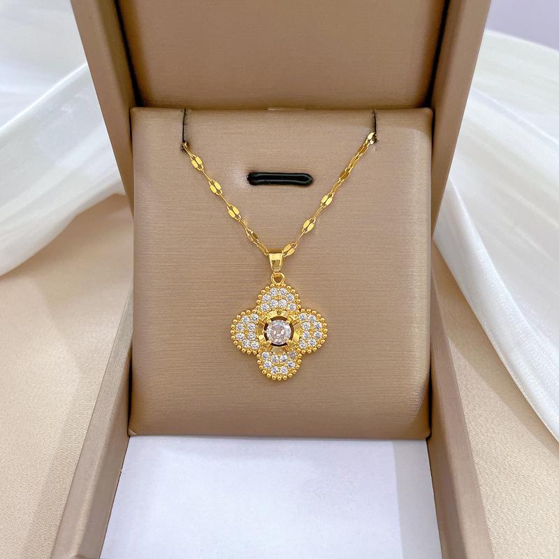 Micro-Sertissage Tempérament Luxe Léger Plein de Diamants Or Véritable Exquis Micro-Sertissage Collier Chaîne Clavicule Tendance Mode Féminine