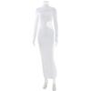 European and American style sexy dress women's clothing turtleneck long sleeves hollow tight slim fit solid color temperament long dress