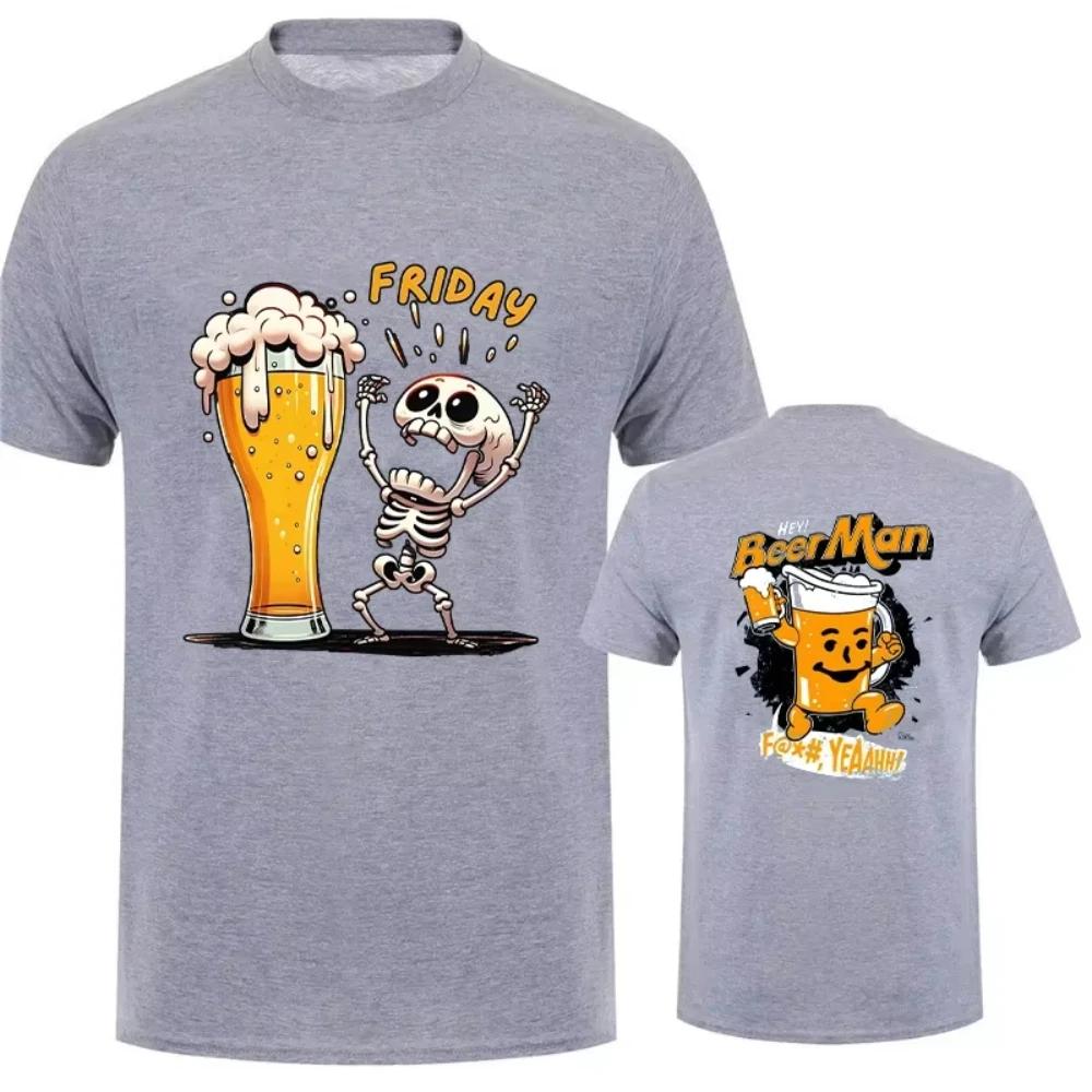 Mens Printed TShirt 100 Cotton Short Sleeve Beer Pattern Fashion Street Trend Loose TShirt