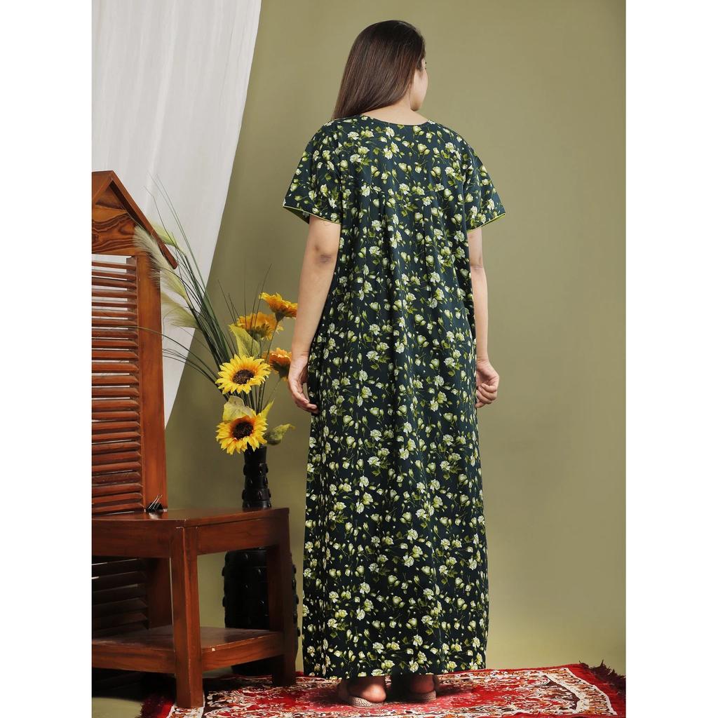 Floral Printed Beautiful Women Sleepwear Nighty Indian Nightwear Maxi Gown Dress