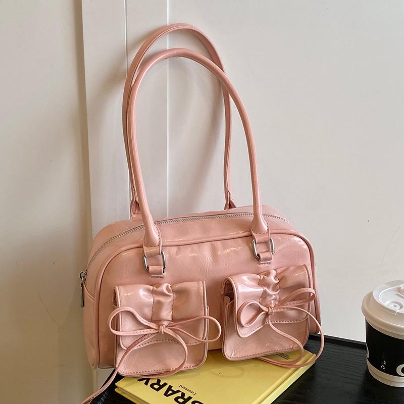 Korean Version of Trendy Ballet Style Personalized Pleated Underarm Boston Bag Women's Foreign Style Versatile Fashion Spice Girl Style Shoulder Bag