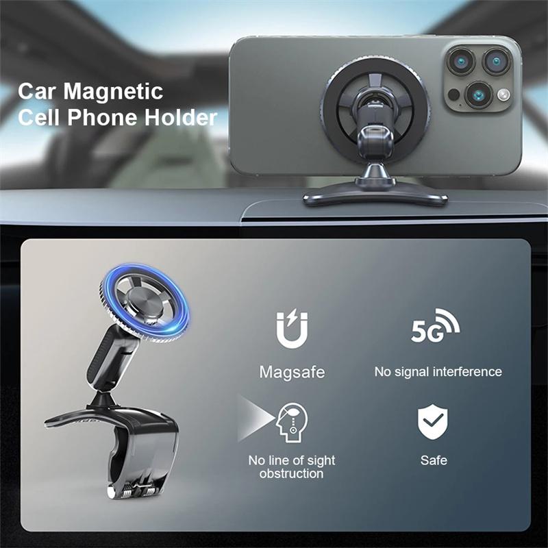 Magnetic Car Phone Holder 360° Rotation Magnetic Phone Stand Adjustable Portable Car Mount For Car Sun Visor Rearview Mirror